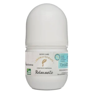 Desodorante Roll-on Bem-Estar Via Aroma 70ml – Natural, vegano e livre de alumínio, com óleos essenciais de lavanda, lemongrass e laranja-doce.