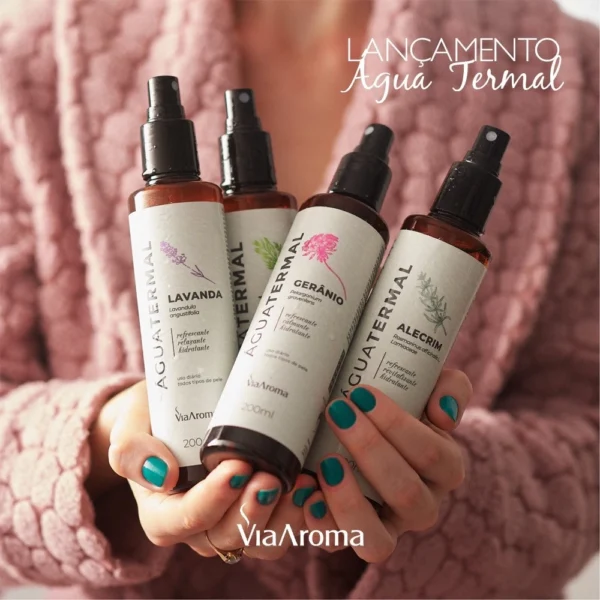 Água Termal Via Aroma 200ml – hidratação e frescor para a pele com óleos essenciais naturais.