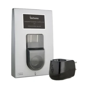 Difusor Aromatizador Elétrico Bivolt Standard Black Via Aroma – design sofisticado, compatível com óleos essenciais e essências.