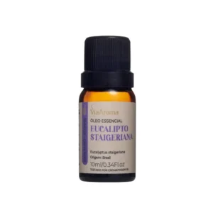 Óleo Essencial de Eucalipto Staigeriana Via Aroma – 10ml | 100% puro e natural | Expectorante, relaxante e ideal para purificação e bem-estar.