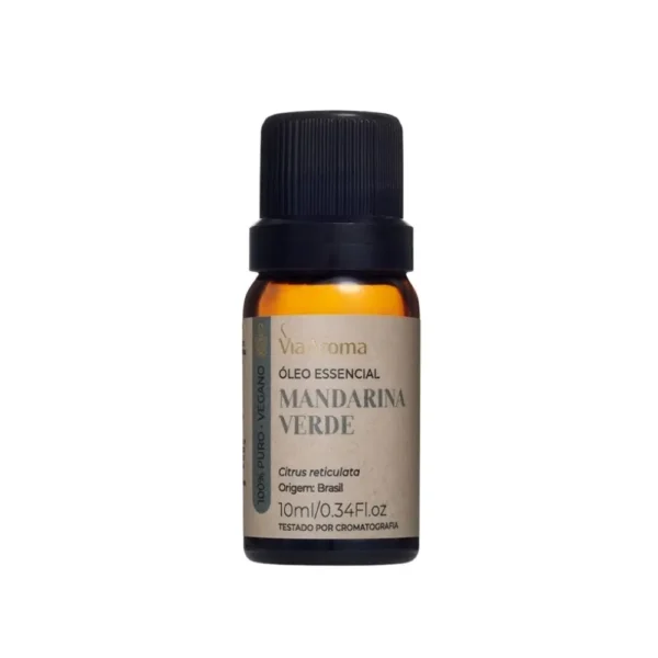 Óleo Essencial de Mandarina Verde Via Aroma – 10ml | 100% puro e natural | Revitalizante e calmante para o bem-estar.
