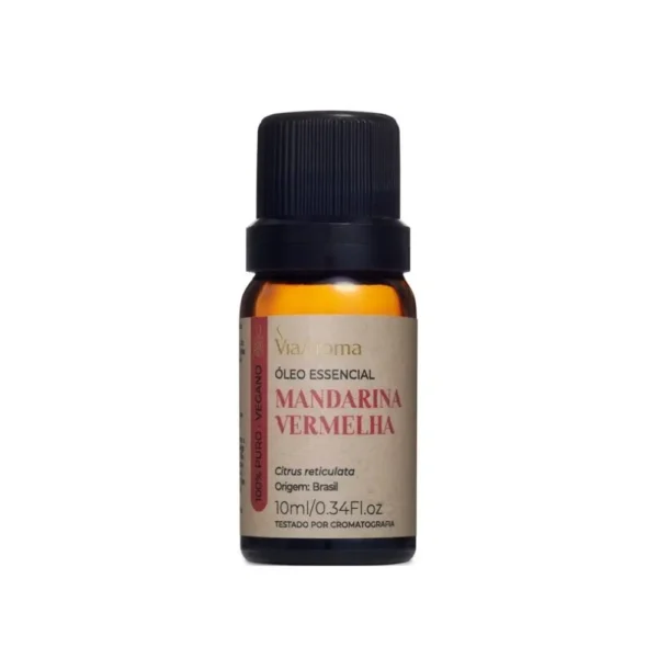 Óleo Essencial de Mandarina Vermelha Via Aroma – 10ml | 100% puro e natural | Energizante e calmante para o bem-estar e pele oleosa.