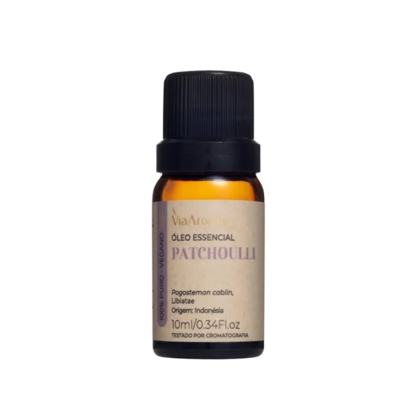 Óleo Essencial de Patchouli Via Aroma – 10ml | 100% puro e natural | Calmante, afrodisíaco e regenerador da pele.