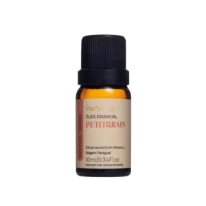 Óleo Essencial Petitgrain Via Aroma – 10ml | 100% puro e natural | Calmante, equilibrador e regenerador, ideal para relaxamento, pele e bem-estar emocional.