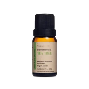 Óleo Essencial Tea Tree (Melaleuca) Via Aroma – 10ml | 100% puro e natural | Antisséptico, antifúngico e purificante, ideal para cuidados com a pele, purificação e imunidade.