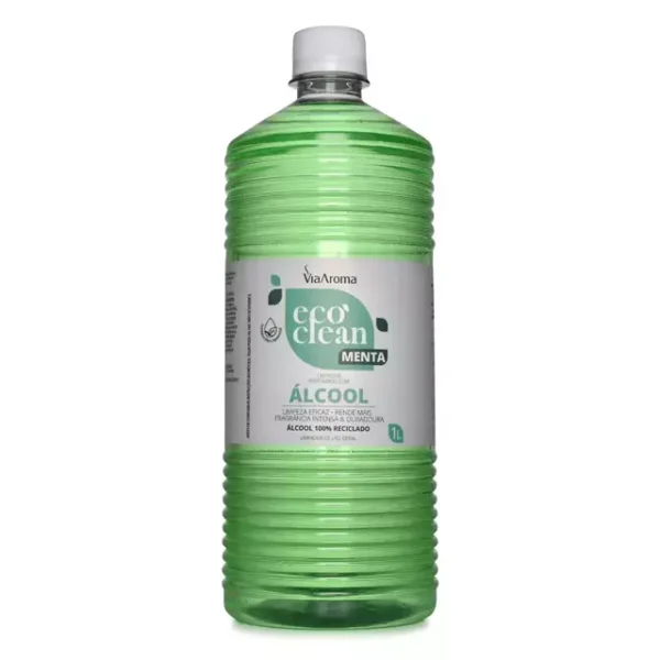 Limpador Perfumado Com Álcool Eco Clean Via Aroma 1L – Limpeza eficiente e sustentável com fragrâncias de menta.