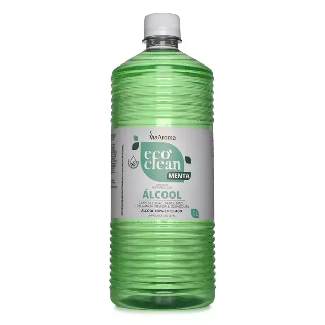 Limpador Perfumado Com Álcool Eco Clean Via Aroma. Limpeza sustentável com fragrâncias de menta.