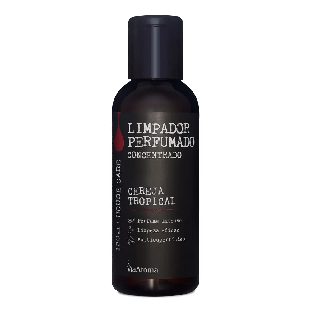 Limpador Perfumado Concentrado Cereja Tropical Via Aroma. Limpeza profunda e perfume duradouro.