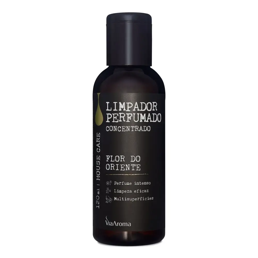 Limpador Perfumado Concentrado Flor do Oriente Via Aroma. Limpeza profunda com fragrância glamourosa.