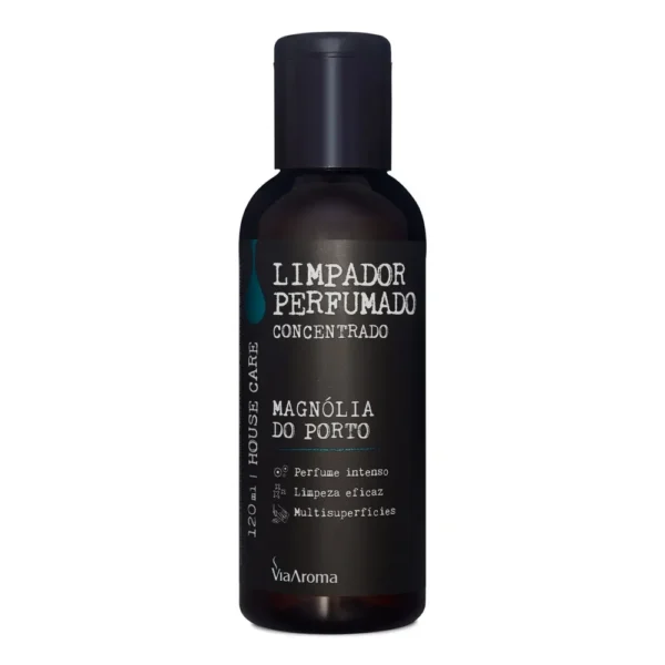 Limpador Perfumado Concentrado Magnólia do Porto Via Aroma 120ml – limpeza eficiente e perfume sofisticado por até 12 horas.