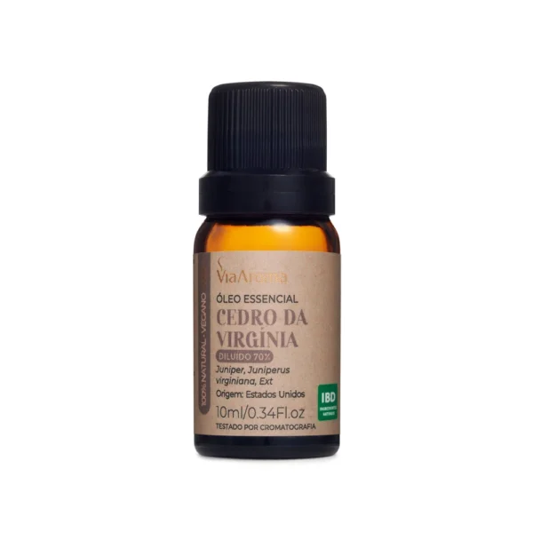 Óleo Essencial Cedro da Virgínia Via Aroma – 10ml | 100% puro e natural | Relaxante, purificante e regenerador, ideal para equilíbrio emocional, cuidados com a pele e purificação.